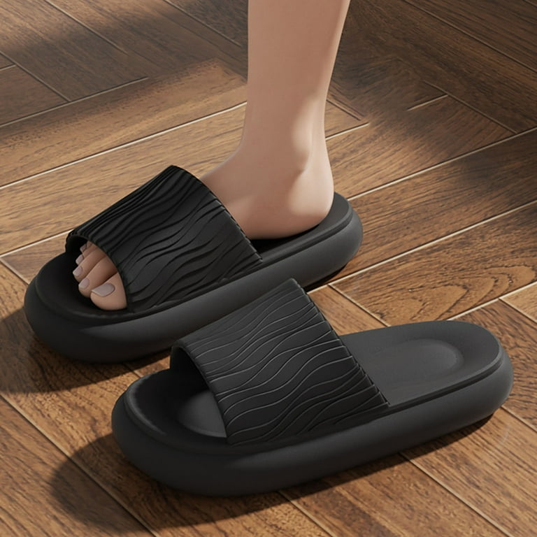 Bxsruta Oversized Wave-Patterned House Slippers, High-Density Sole