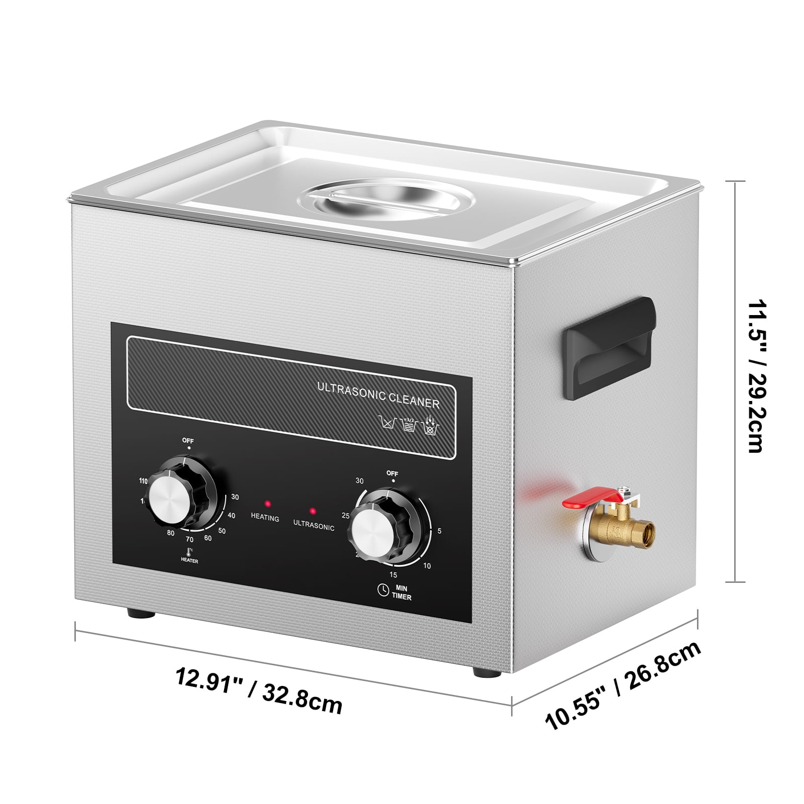 KFFKFF 10L Digital Ultrasonic Cleaning Device with Heating, Timing Functions & Basket, 240W Sonic Cleaner for Laboratory Instruments, Metal Components, Carburetors, Brass Items, Automotive & Engine