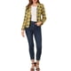 thumbnail image 2 of Blazer ajustado para mujer INSPIRE CHIC con solapa de muesca, estampado, chaqueta de traje de trabajo abierta, 3XL, a cuadros amarillos, 2 of 7