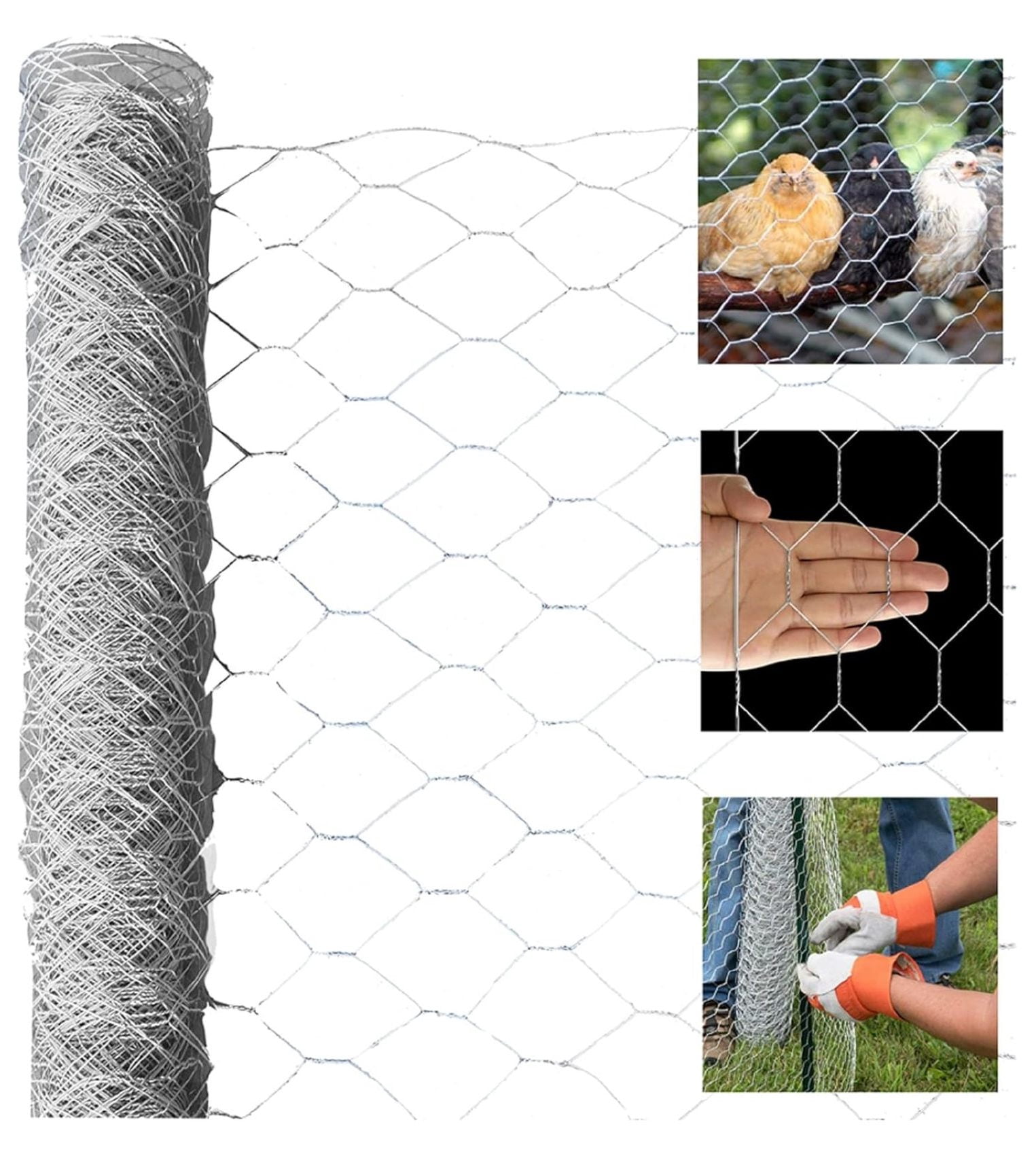 Chicken Wire Fencing, 6ft x 150ft Hexagonal Galvanized Chicken Wire Mesh Fence 2 Inch Mesh Fence Poultry Netting Animal Barrier for Projects Gardening Chicken Coop Rabbit Pet