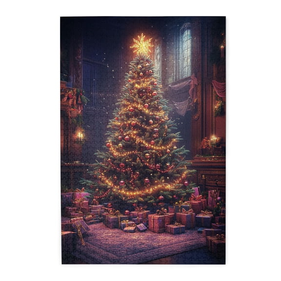 1000 PCS Huge Christmas Trees Wooden puzzles for adults 1000 pieces,Unique and Beautiful Design,Stress relieving pleasure,Family Fun Christmas Jigsaw,The beautiful Christmas scene immerses you in it