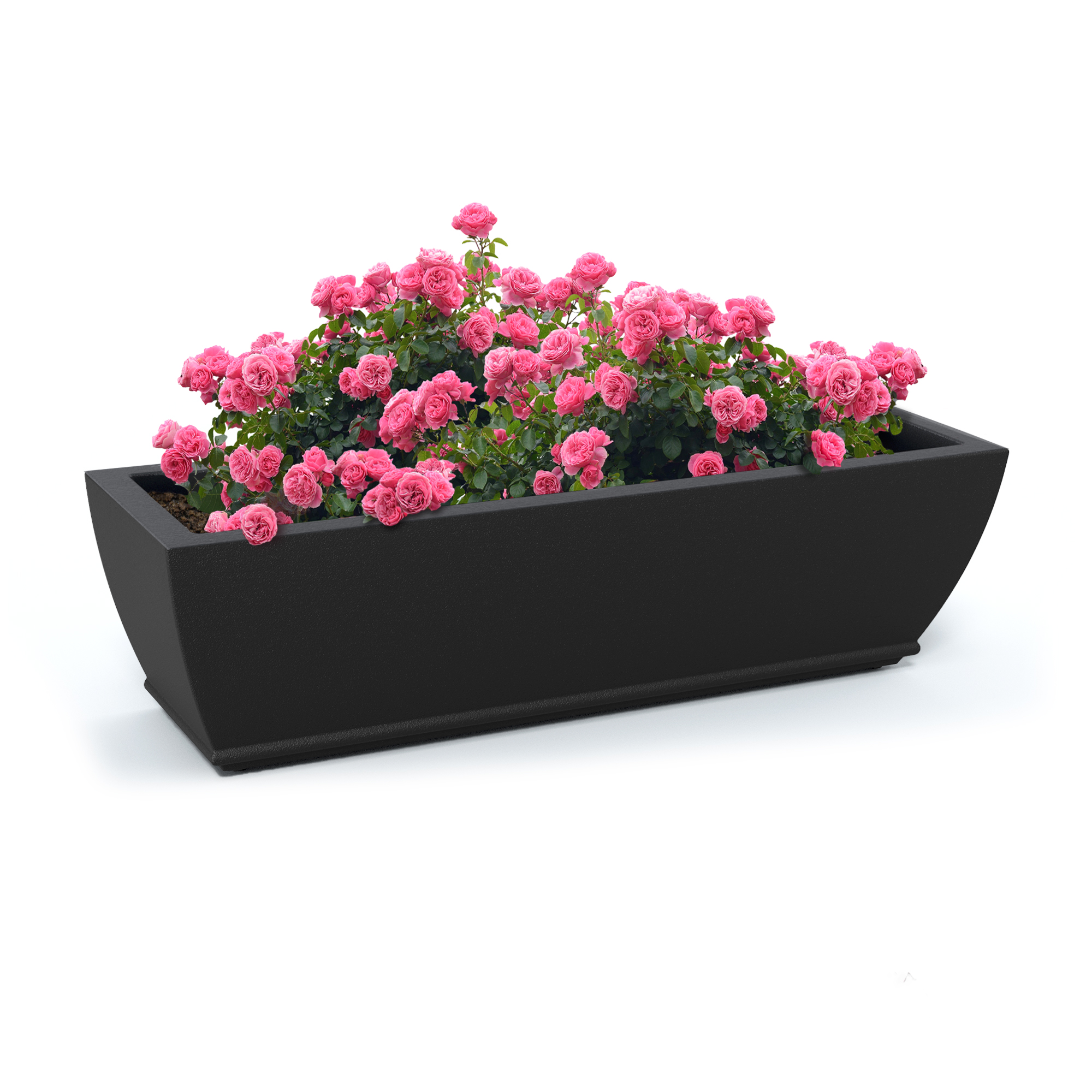 Acadia 36" x 11" x 10" Black Self Watering Plastic Window Box Planter with Steel Wall Mount Brackets