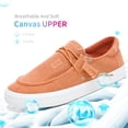 thumbnail image 2 of Obtaom Light Weight Canvas Loafers Women Boat shoes Slip on Loafers Comfortable Lace up Canvas Fishion Sneakers(Orange,US9), 2 of 7