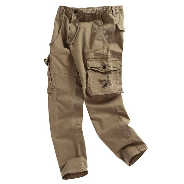 NTACZA Pantalon Décontracté Jaune pour Homme Cargo de Randonnée Pantalon de Travail Fermeture Éclair Taille Élastique Pantalon de Survêtement pour Homme 2X