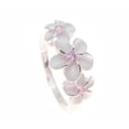 thumbnail image 4 of Sterling silver 925 3 Hawaiian plumeria flower ring pink cz size 5, 4 of 5