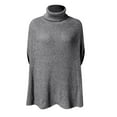 thumbnail image 2 of Gibobby Suéter de Mujer Mujer Otoño Invierno Cuello Poncho Suéter Moda Chunky Knit Cape Wrap Suéteres Jumper Tops (Gris, L), 2 of 5