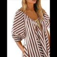 thumbnail image 1 of Mono de Rayas Extragrande para Mujer, Vestido Corto, Mono, Ropa de Playa para Vacaciones con Bolsillos. Color Café M, 1 of 7