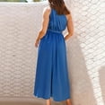 thumbnail image 6 of QUNYINEY Casual Womens Summer Dresses Solid Sleeveless A-Line Dress Flowy Cinched Waist One Shoulder Maxi Dresses, 6 of 6