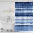 thumbnail image 2 of Blue Stripes Shower Curtain Set - Standard 72" x 72" Washable Bathtub Curtain with 12 Hooks, Watercolor Retro Ombre Abstract Tie Dye Art Waterproof Fabric Stall Shower Curtains for Bathroom Décor, 2 of 6