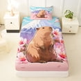 thumbnail image 3 of Erosebridal Kids Capybara Twin Sheet Sets For Capybara Lovers,Japanese Cherry Mountain Bedding 3pcs, 3 of 6