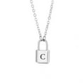 thumbnail image 4 of PERITANG Jewelry Initial Pendant Necklace for Men Womens, Stainless Steel Lock Letter Capital Necklace Alphabets from A-Z Figaro Chain Necklace Unisex, 4 of 7