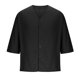 thumbnail image 4 of Blusas y camisas de manga corta y cuello redondo para hombre, blusas casuales de moda para hombre, de color liso, con botones, cuello redondo y manga tres cuartos., 4 of 8