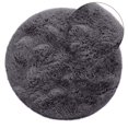 thumbnail image 4 of 2 Pieces Round Carpet Home Living Room Bedroom Area Rug Polyester Long Plush Floor Mat Home Decor, Silver Grey, 4 of 9