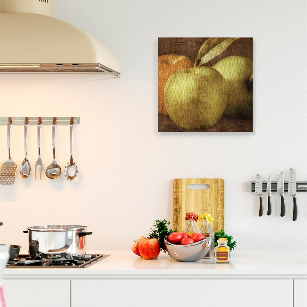 Stupell Industries Rustic Distressed Green Apples Vintage Design Canvas Wall Art by Caroline Kelly