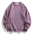 thumbnail image 2 of T Shirts for Men Long Sleeve Round Neck Top Solid Color Fleece Sweatshirt Casual Loose Long Sleeved Shirt, 2 of 3