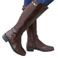 thumbnail image 4 of Aihuaihua Womens Knee High Boots Wide Calf Flat Low Heel Side Zipper Leather Fashion Winter Riding Boot, 4 of 7