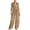 #0335-Khaki, variant on Women's Outfits Button Down Linen Shirt and Belted Wide Leg Pants Casual Bohemian Style Loose Fit Comfortable Two Piece Pants Sets Gift
