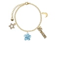 thumbnail image 2 of Delight Jewelry Silvertone Blue Plumeria Flower Goldtone Dream Big Charm Bracelet, 7.5+2" Extender, 2 of 4