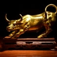 thumbnail image 4 of Feng Shui Fortune Brass Bull Statue, Sculpture Home Decoration Golden Copper Bull Represents Good Luck of Career, 4 of 8