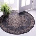 thumbnail image 1 of Unique Loom Traditional Collection Classic Medallion Transitional Indoor and Outdoor Flatweave Round Rug, 4 Feet, Charcoal Gray/Beige, 1 of 1