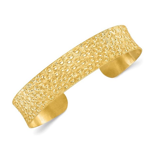 Yellow Plated Sterling Silver Textured Cuff Bangle Bracelet