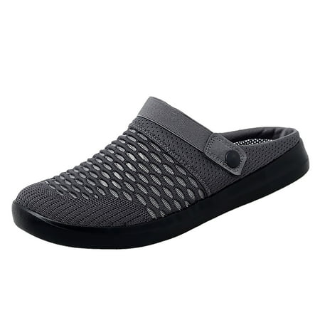 WNVMWI Mens Shoes Grey Sneakers Formal Shoes for Men Men s Hollow Mesh Casual Sneakers Summer Sandals Breathable Shoes Slip On Beach Shoes Comfortable Walking Running Shoes Size 43