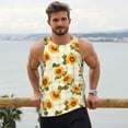 thumbnail image 6 of Daiia Light Green Plaid Sunflower Printed Men's Quick Dry Fit Muscle Tank Top Slim-Fit Tank Workout Tank Top Lightweight Sports Tank Top-Medium, 6 of 7