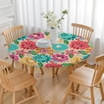 thumbnail image 3 of Pioneer Flower Floral Print Pattern Round Fitted Tablecloth with Elastic Edge,Dining Table Cover Waterproof,Outdoor Round Tablecloth for Camping,Dining,Indoor and Outdoor, 3 of 7