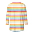 thumbnail image 4 of Xdegoge T-Shirt for Women Crewneck 3/4 Sleeve Casual Pastel Gradient Rainbow Striped Pattern Loose Fit Soft Flowy Breathable Modern Aesthetic Daily Spring Fashion Tops, 4 of 6