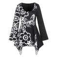 thumbnail image 1 of Camiseta de Pañuelo con Estampado de Mariposa en Talla Extra Rosegal  Mangas largas de talla grande, 1 of 5