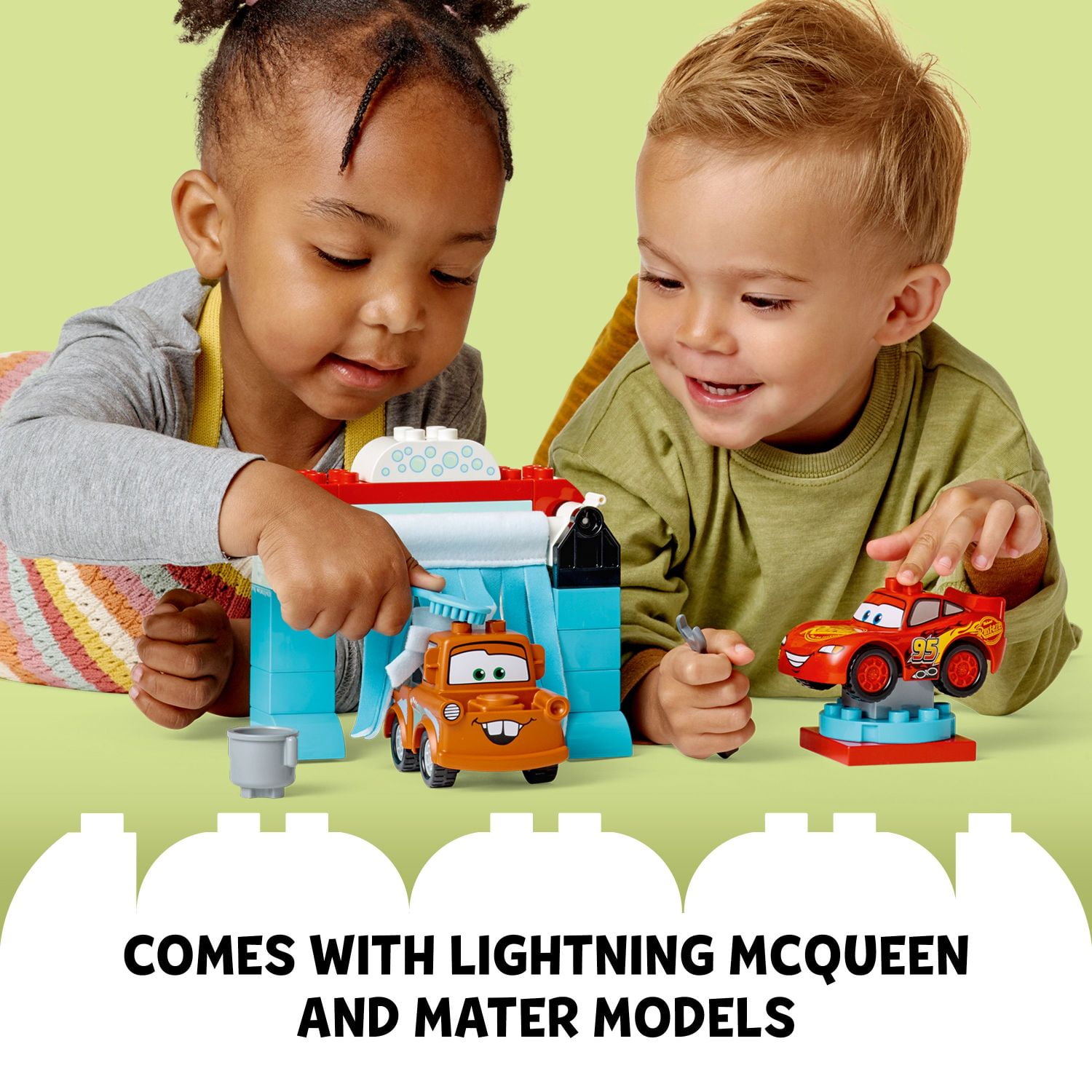 LEGO DUPLO Disney Lightning McQueen & Mater Car Wash Fun, Birthday Gift for Preschoolers, 10996