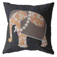 thumbnail image 1 of Flower Elephant Double Sided Suede Pillow, Zippered, Orange on Green, 1 of 5