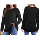thumbnail image 3 of Camisas de Larga para Mujer, Blusas Holgadas de Cuello Redondo, Elegantes, Informales, para Otoño e Invierno. Negro L, 3 of 5