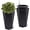 Black, variant on Memoryfield 16" Tall Planters Set of 2, Large Indoor/Outdoor Flower Pots with Rolling Wheels, Self Watering System, White