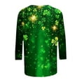 thumbnail image 4 of LEKWK Womens Graphic Tees All Over Print Long Sleeve Casual Tops Cute Tops Green Hearts Shamrocks Pattern St Patricks Day Tops, 4 of 5