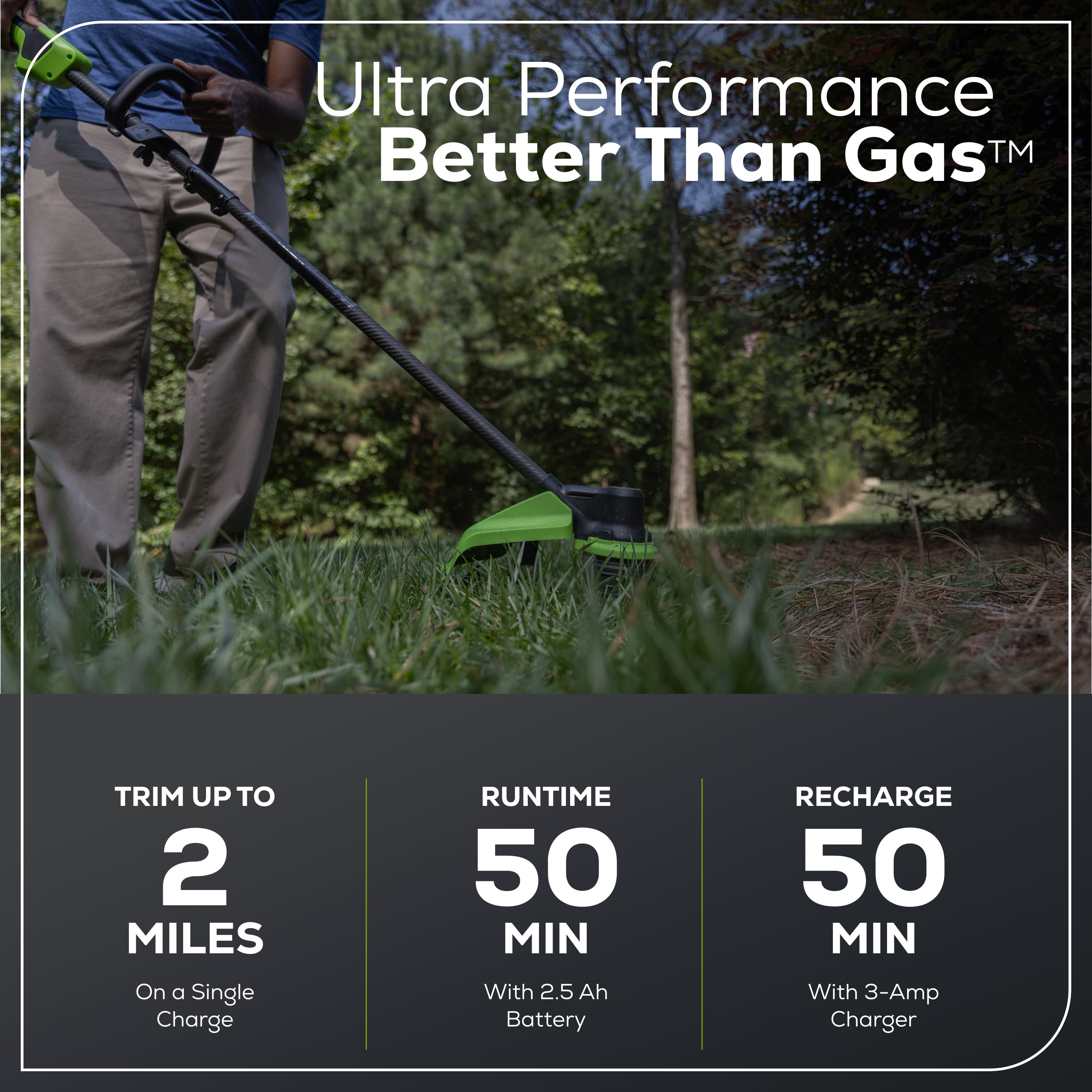 Greenworks 60V 16" Carbon Fiber Shaft String Trimmer with (1) 2.5 Ah Battery & 3A Charger 2136502