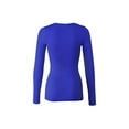 thumbnail image 2 of Bozzolo Women's RT1200 Basic Round Neck Long Sleeve T Shirt Top Royal S, 2 of 3