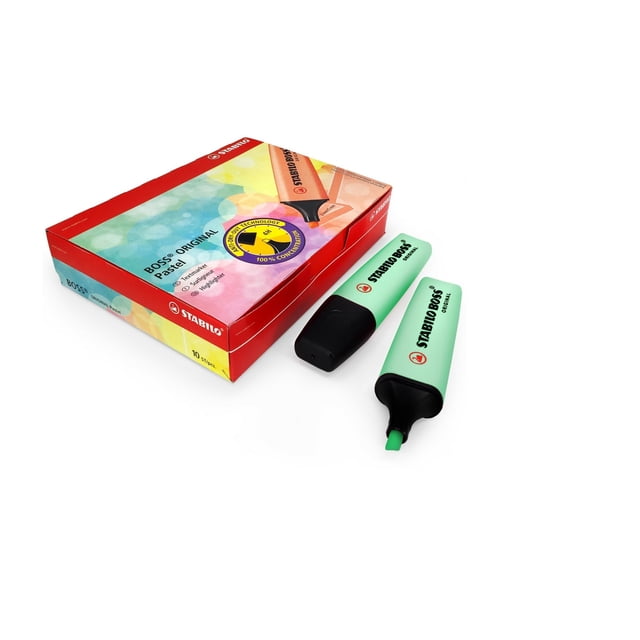 Caja con 10 Marcatextos Boss Pastel Menta 70 / 116 Stabilo 70/116