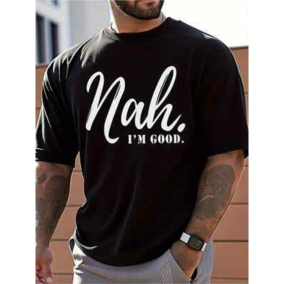 Velto Nah I'm Good Men's Casual Short Sleeve T-Shirt - 100% Cotton Loose Fit Crew Neck All Size S-5XL