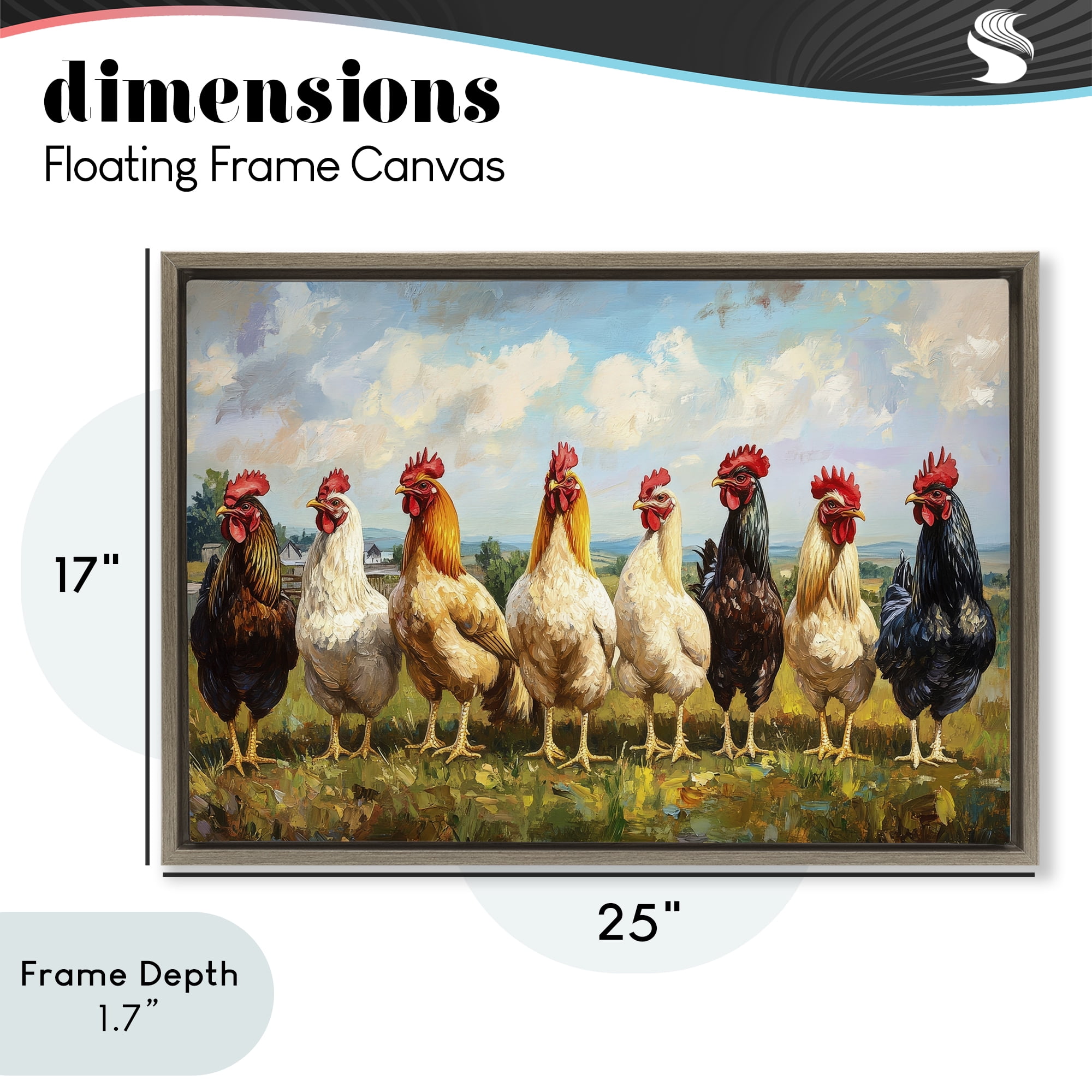 Stupell Industries Chicken Brood on Horizon Brown Framed Floater Canvas Wall Art, design by Petal Prints Design