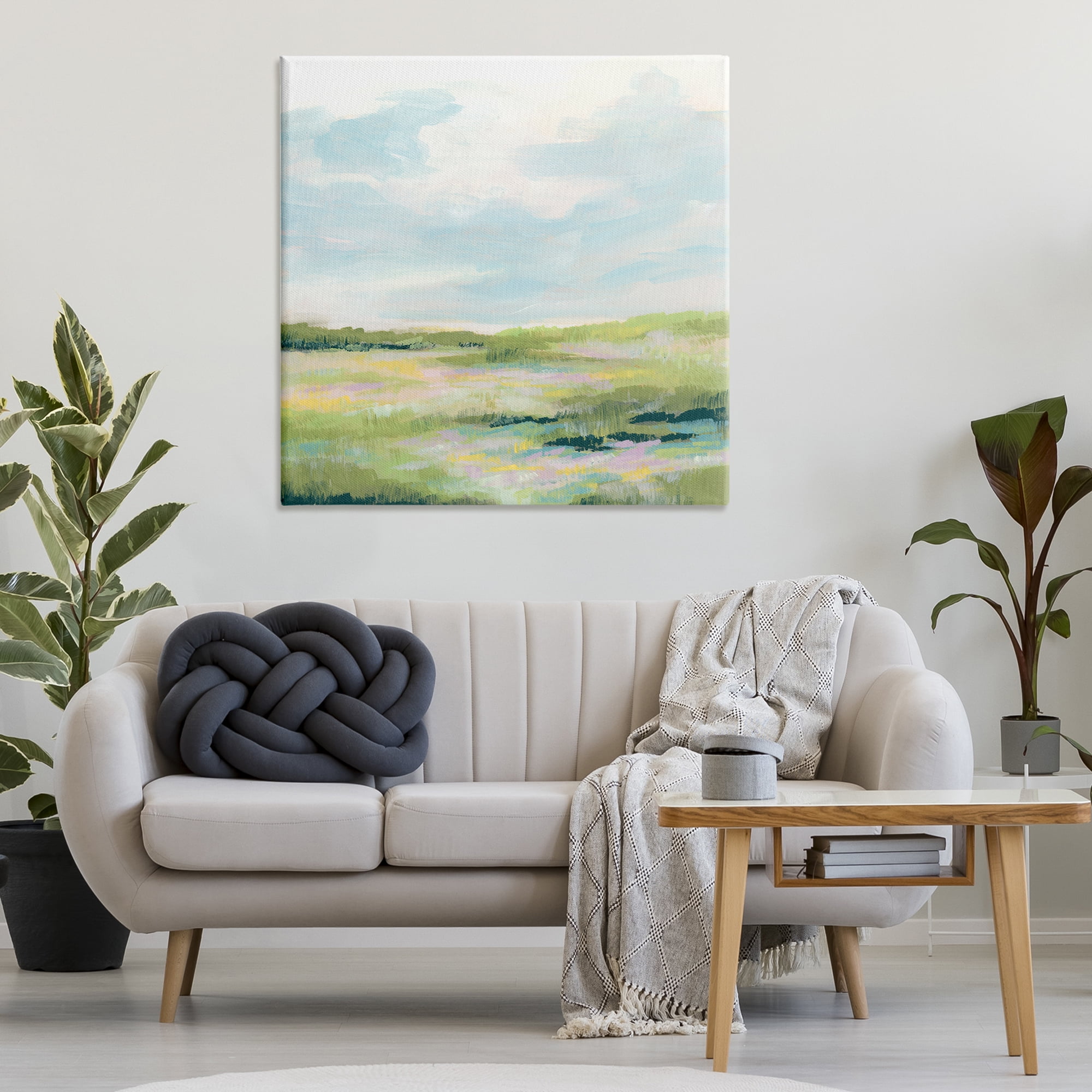 Stupell Industries Pastel Meadow Landscape Landscape & Nature Painting Wrapped Canvas Art Print Wall Art, 36 x 36