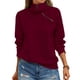 thumbnail image 2 of Sudadera con Cremallera para Mujer, Cuello Alto, Larga, Informal, Holgada, Tops Vino Tinto M, 2 of 7