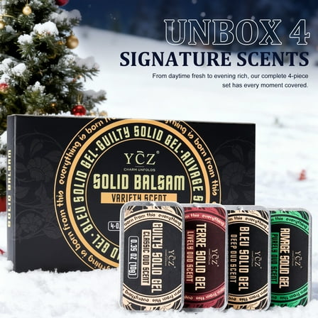 Ycz Solid Cologne for Men, 4 Pack Solid Perfume Set with Auvage, Guilty, Terre, and Bleu Scents, Travel-Friendly, The Best Gift for men, 1.5 oz