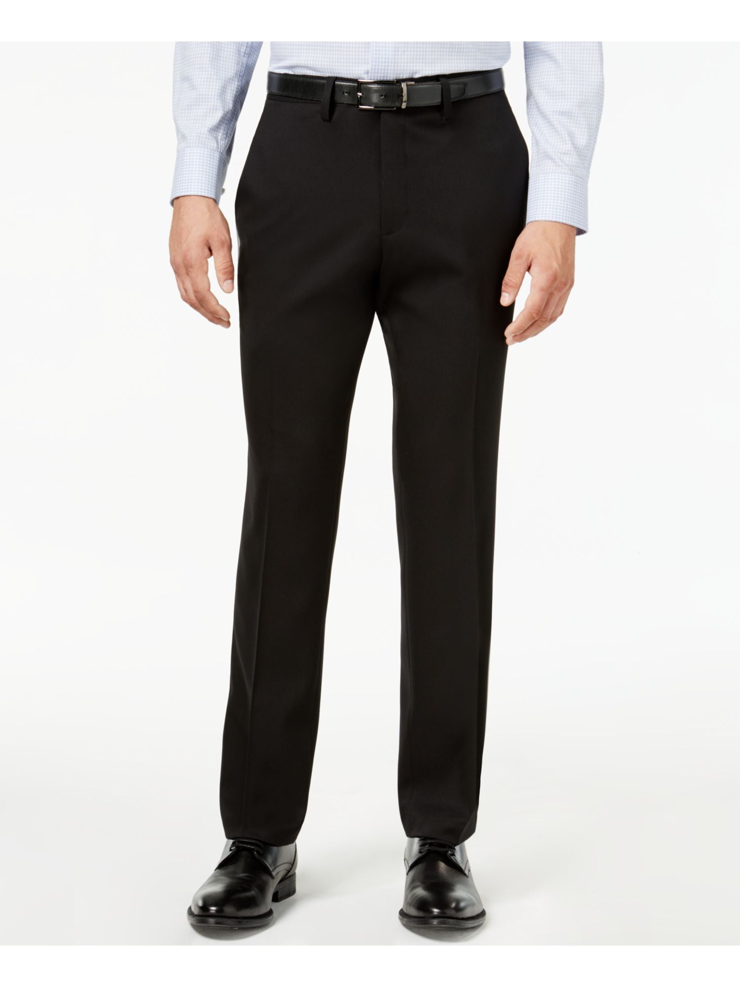 Men Cotton Business Leisure Straight-Leg Long Pants Casual Pants,Grey Blue,36,L34 