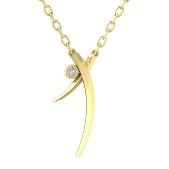 Araiya 10K Yellow Gold Round Diamond Unique Pendant with Gold Plated Silver Chain Necklace (1/20 cttw, I-J Color, I2-I3 Clarity), 18"