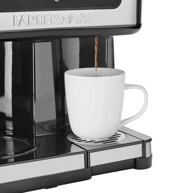 Farberware Side by Side Coffee Maker, Single Serve or 12 Cups, Black and Stainless