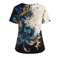 thumbnail image 4 of Plus Size Scrubs, Women'S Floral Print V Neck Stretchy Nurse Scrubs Tops With Side Pocket & Slit-Soft Short Sleeve Workwear For Women, Loose Fit Nursing Uniforms Scrubs (S, Royal Blue) ZMTing, 4 of 5