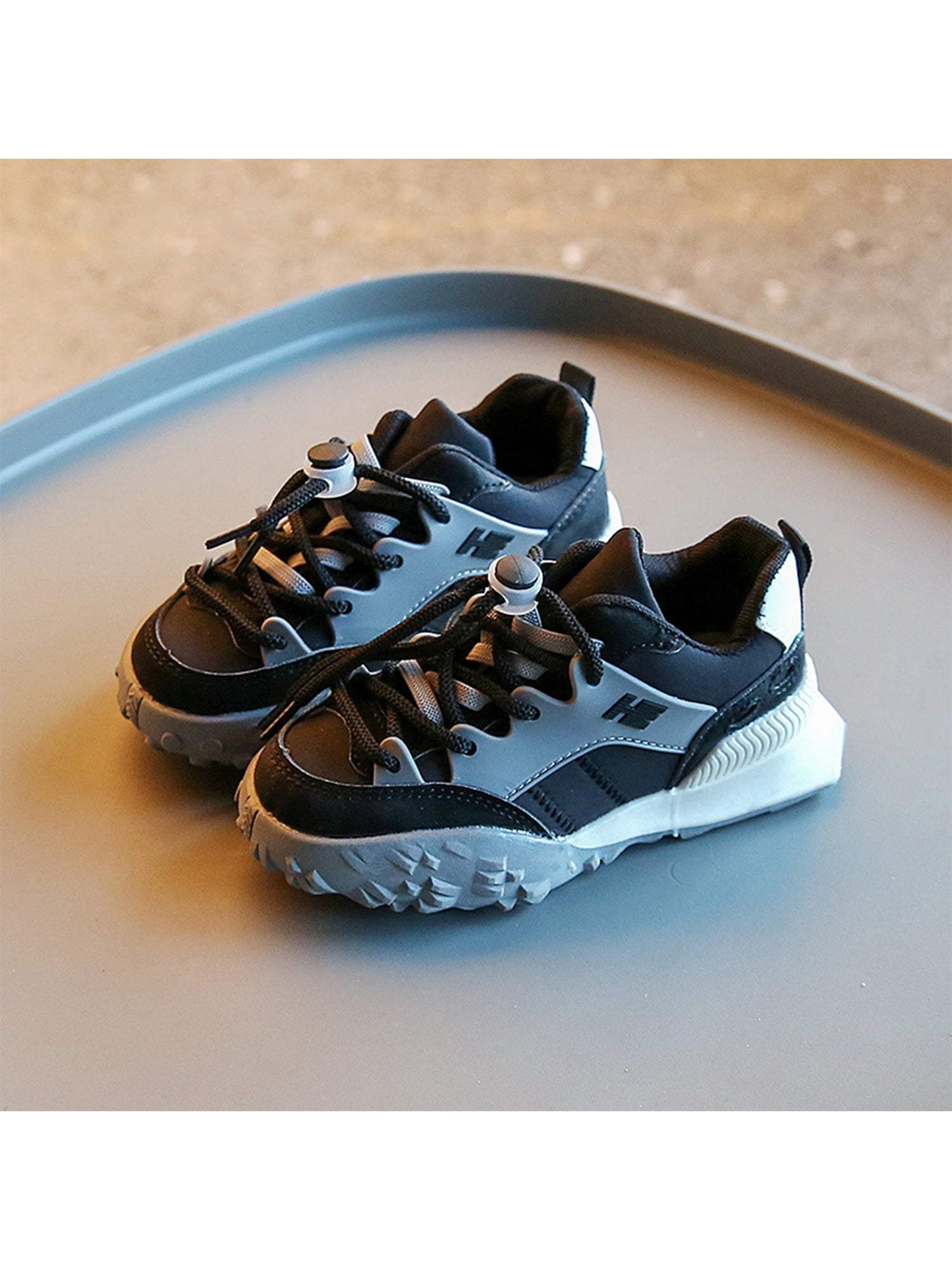 10c 9c 7c Brand New Boys/Girls Casual Black White Shoes White Lace  US 1Y 8c