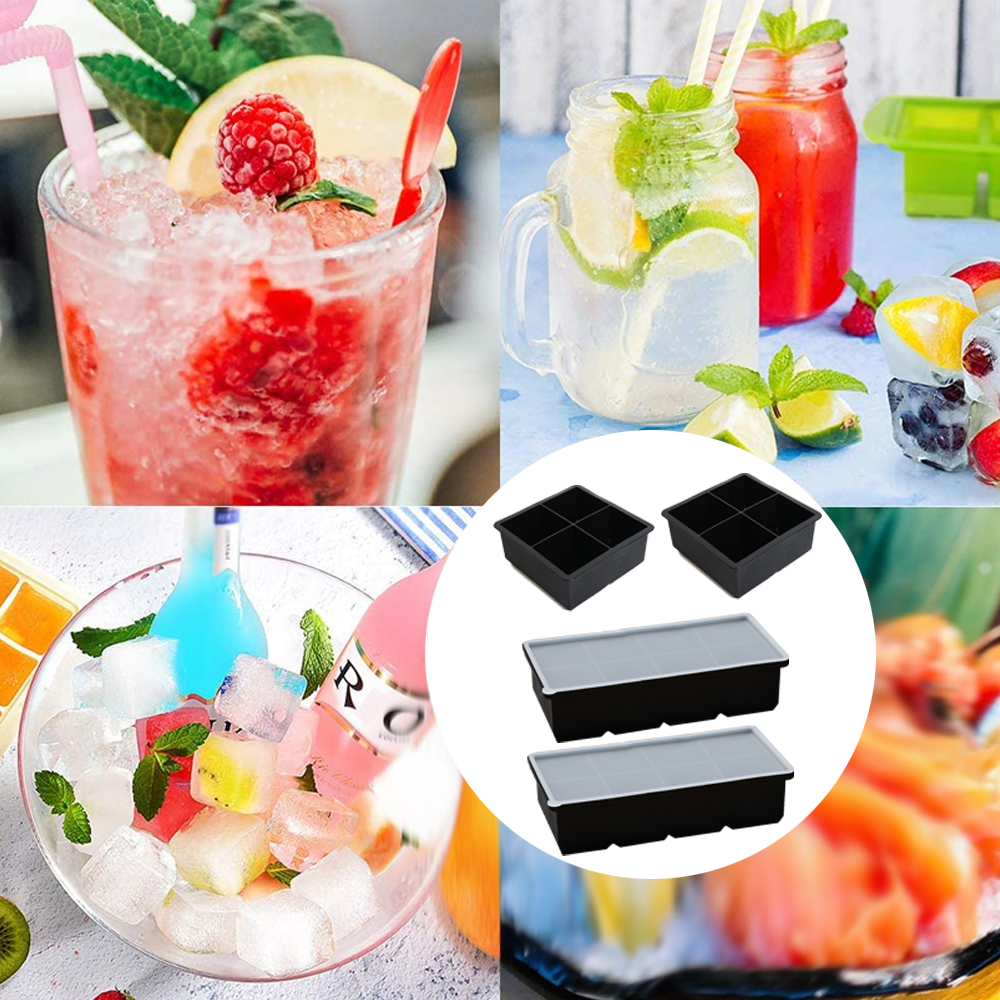 Ice Cube Tray ，Ice Cube Molds for Cocktails and Whiskey- Reusable
