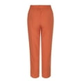 thumbnail image 4 of Women's Cotton Solid Color Trousers - High Waist, Loose Fit, for Home and Daily Wear, 4 of 8
